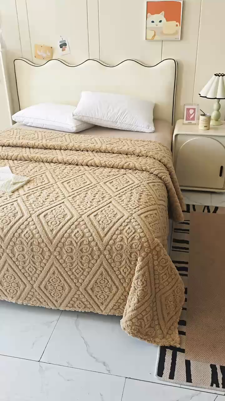 91家纺网 家纺一手货源 找家纺 巴木赫 2025新款如意阁塔芙绒毯子毛毯 卡其