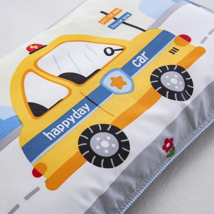 91家纺网 家纺一手货源 找家纺 大黄蜂家居家纺 2025新款纯棉卡通定位枕套 勇敢警车