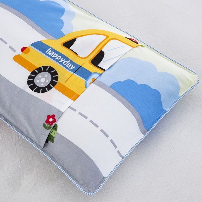 91家纺网 家纺一手货源 找家纺 大黄蜂家居家纺 2025新款纯棉卡通定位枕套 勇敢警车