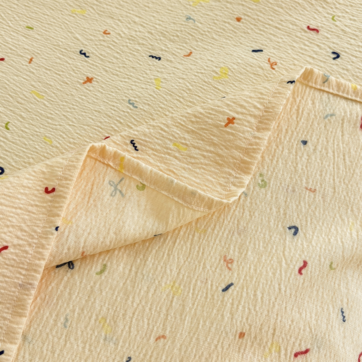 91家纺网 家纺一手货源 找家纺 （总）青泽家纺 2025新款水洗棉皱皱纱双层纱床单三件套