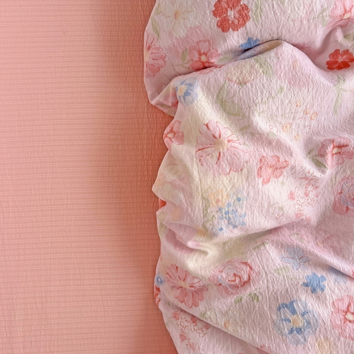 91家纺网 家纺一手货源 找家纺 海岛哥哥 2025新款木棉高克重超柔四件套 花梦源-粉