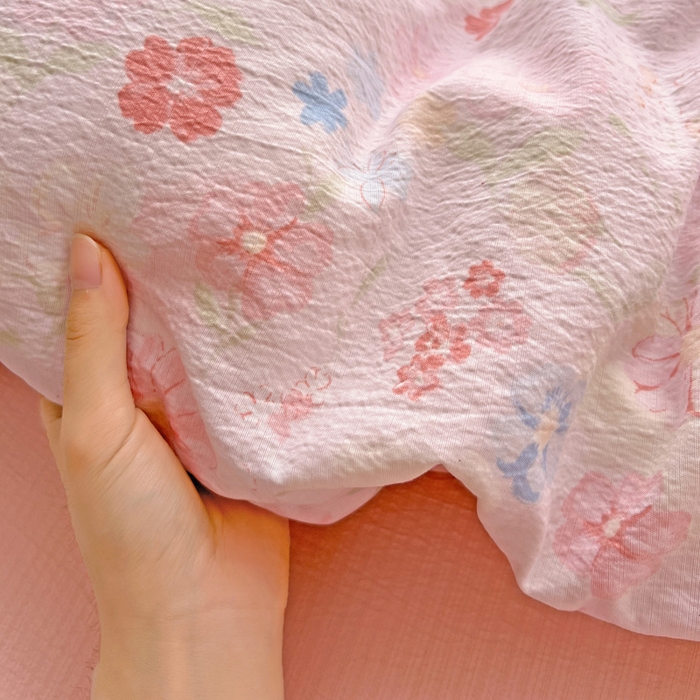 91家纺网 家纺一手货源 找家纺 海岛哥哥 2025新款木棉高克重超柔四件套 花梦源-粉