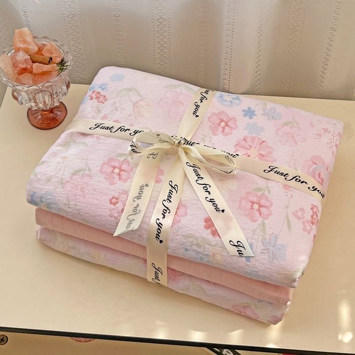 91家纺网 家纺一手货源 找家纺 海岛哥哥 2025新款木棉高克重超柔四件套 花梦源-粉