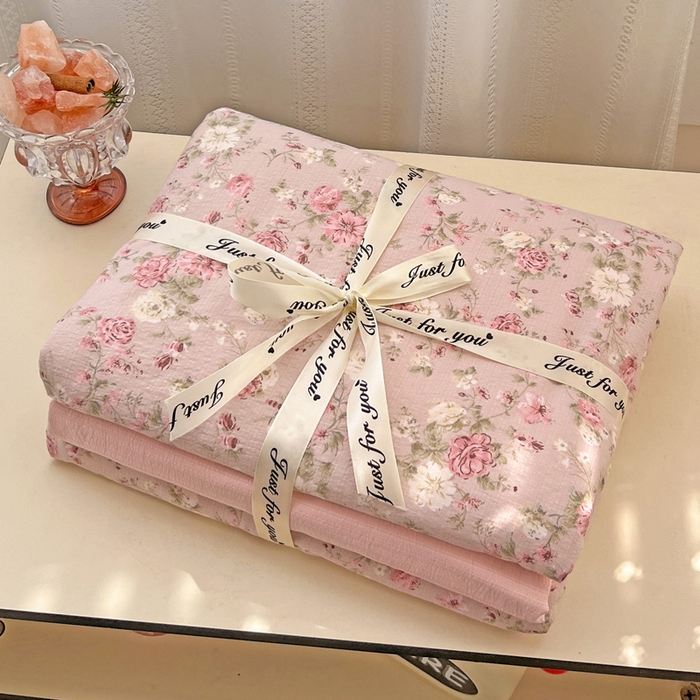 91家纺网 家纺一手货源 找家纺 海岛哥哥 2025新款木棉高克重超柔四件套 花似锦-豆沙