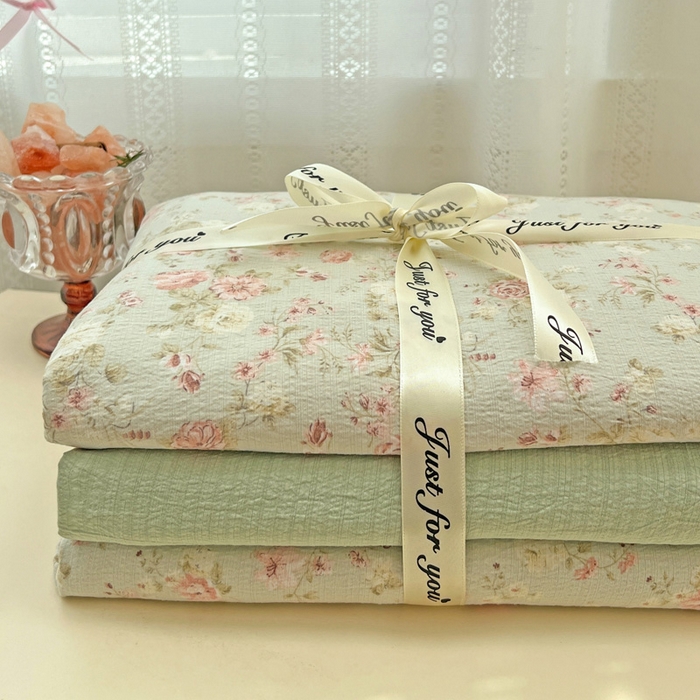 91家纺网 家纺一手货源 找家纺 海岛哥哥 2025新款木棉高克重超柔四件套 花似锦-绿