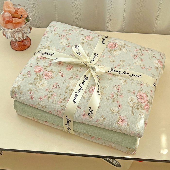 91家纺网 家纺一手货源 找家纺 海岛哥哥 2025新款木棉高克重超柔四件套 花似锦-绿