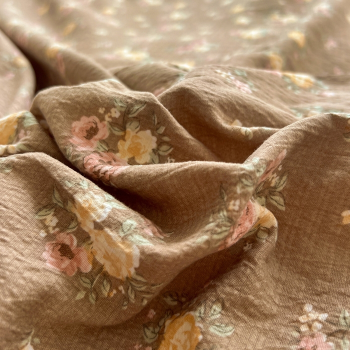 91家纺网 家纺一手货源 找家纺 海岛哥哥 2025新款木棉高克重超柔四件套 玫瑰花海-咖