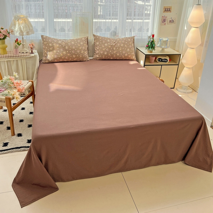 91家纺网 家纺一手货源 找家纺 海岛哥哥 2025新款木棉高克重超柔四件套 玫瑰花海-咖