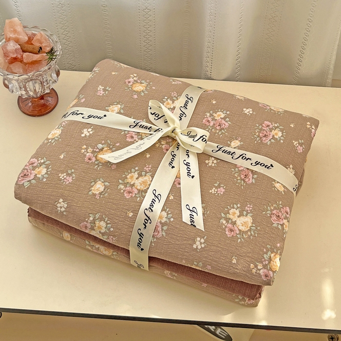 91家纺网 家纺一手货源 找家纺 海岛哥哥 2025新款木棉高克重超柔四件套 玫瑰花海-咖