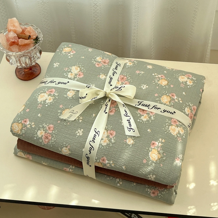 91家纺网 家纺一手货源 找家纺 海岛哥哥 2025新款木棉高克重超柔四件套 玫瑰花海-墨绿