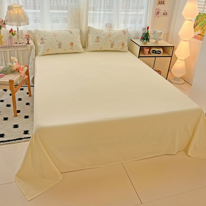 91家纺网 家纺一手货源 找家纺 海岛哥哥 2025新款木棉高克重超柔四件套 萌萌星星人-米