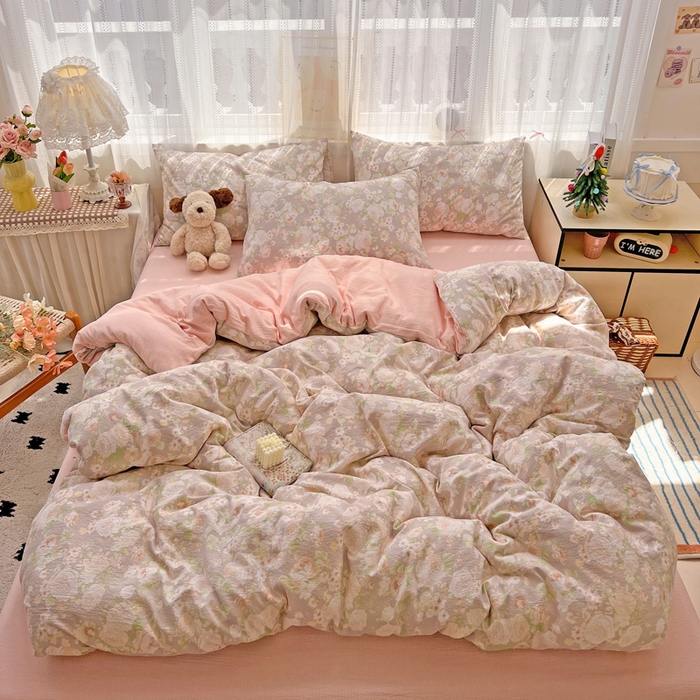 91家纺网 家纺一手货源 找家纺 海岛哥哥 2025新款木棉高克重超柔四件套 牡丹