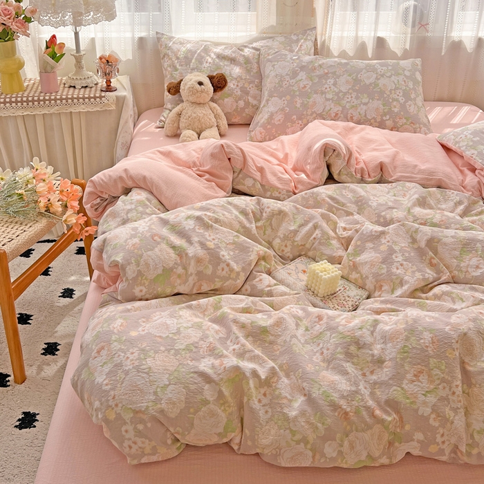 91家纺网 家纺一手货源 找家纺 海岛哥哥 2025新款木棉高克重超柔四件套 牡丹