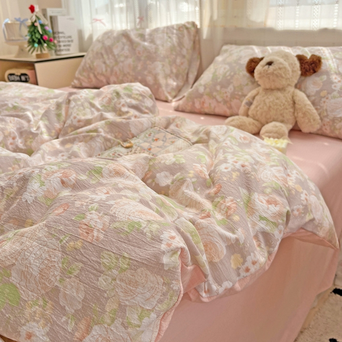 91家纺网 家纺一手货源 找家纺 海岛哥哥 2025新款木棉高克重超柔四件套 牡丹