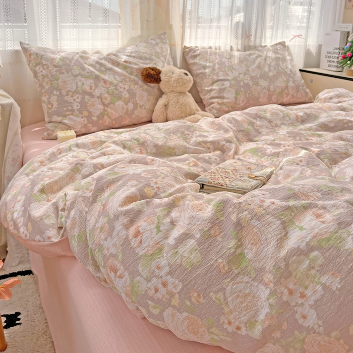 91家纺网 家纺一手货源 找家纺 海岛哥哥 2025新款木棉高克重超柔四件套 牡丹