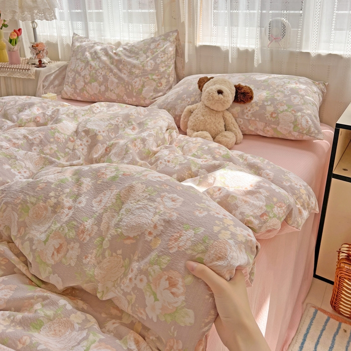 91家纺网 家纺一手货源 找家纺 海岛哥哥 2025新款木棉高克重超柔四件套 牡丹