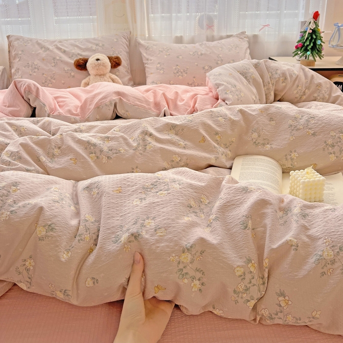 海岛哥哥 2025新款木棉高克重超柔四件套 蔷薇蝶