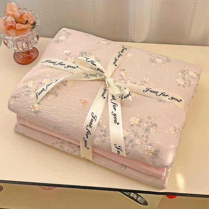 91家纺网 家纺一手货源 找家纺 海岛哥哥 2025新款木棉高克重超柔四件套 蔷薇蝶