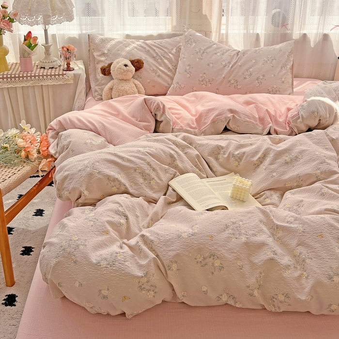 91家纺网 家纺一手货源 找家纺 海岛哥哥 2025新款木棉高克重超柔四件套 蔷薇蝶