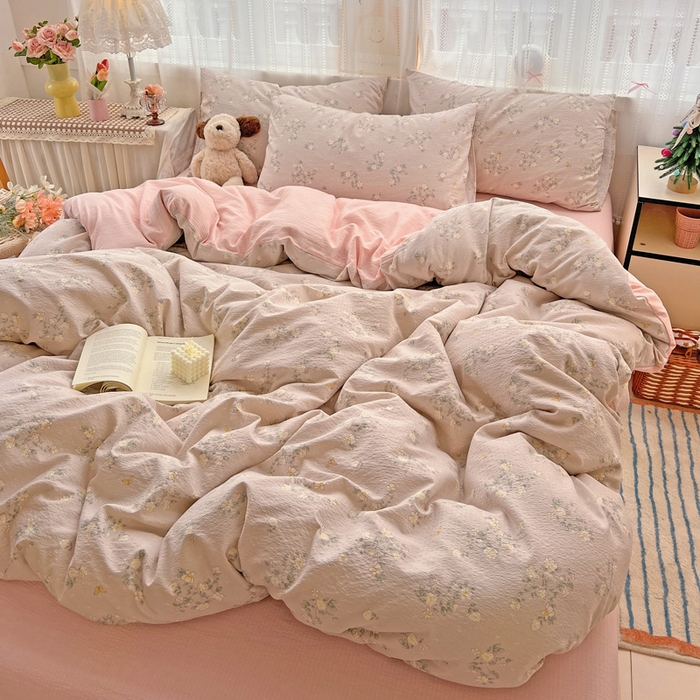 91家纺网 家纺一手货源 找家纺 海岛哥哥 2025新款木棉高克重超柔四件套 蔷薇蝶