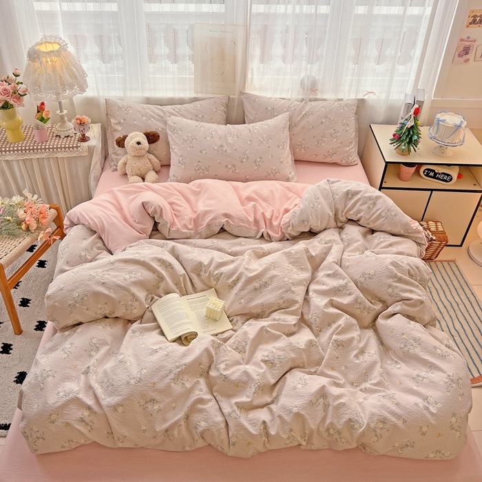 91家纺网 家纺一手货源 找家纺 海岛哥哥 2025新款木棉高克重超柔四件套 蔷薇蝶