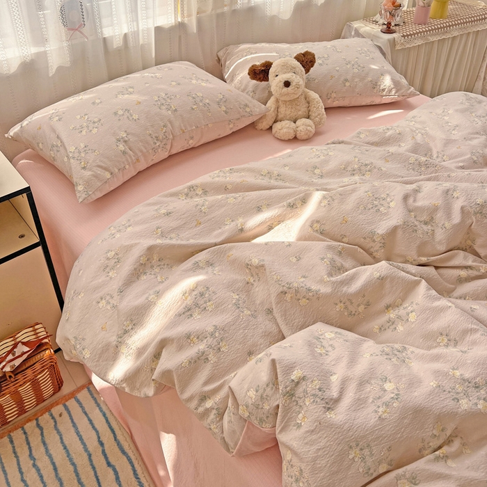 91家纺网 家纺一手货源 找家纺 海岛哥哥 2025新款木棉高克重超柔四件套 蔷薇蝶