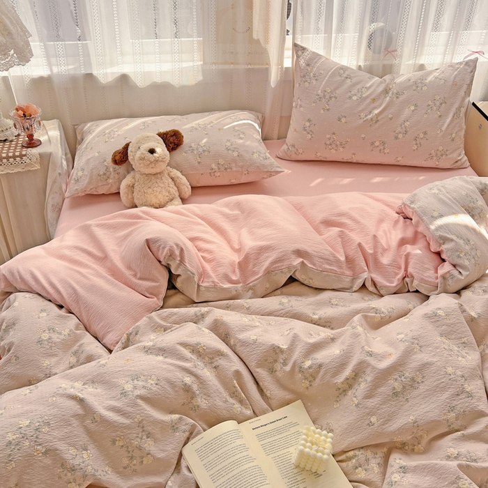 91家纺网 家纺一手货源 找家纺 海岛哥哥 2025新款木棉高克重超柔四件套 蔷薇蝶