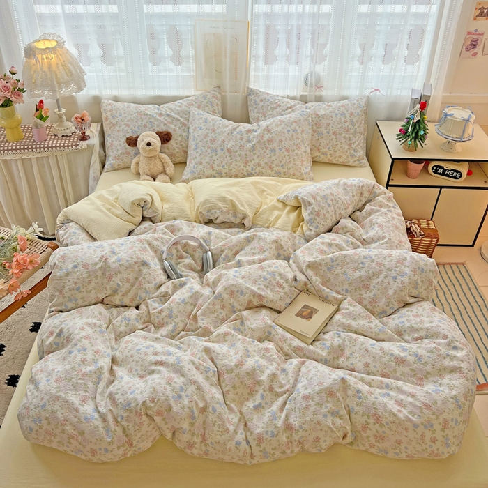 91家纺网 家纺一手货源 找家纺 海岛哥哥 2025新款木棉高克重超柔四件套 芍药-米