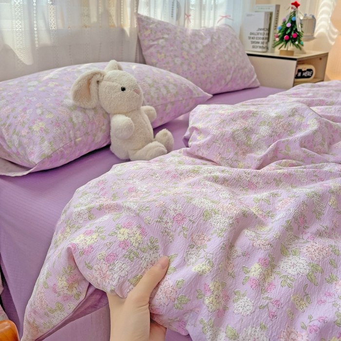 91家纺网 家纺一手货源 找家纺 海岛哥哥 2025新款木棉高克重超柔四件套 芍药-紫