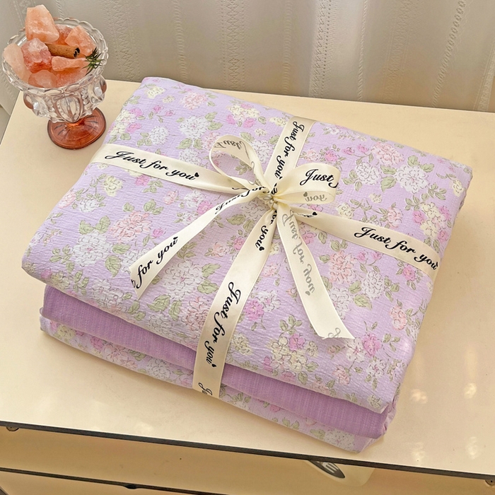 91家纺网 家纺一手货源 找家纺 海岛哥哥 2025新款木棉高克重超柔四件套 芍药-紫