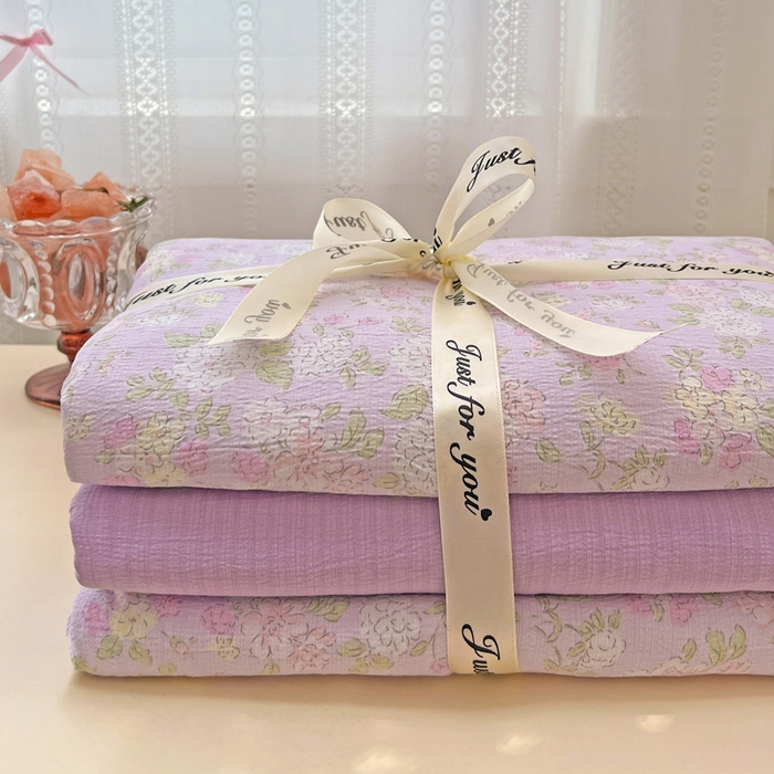 91家纺网 家纺一手货源 找家纺 海岛哥哥 2025新款木棉高克重超柔四件套 芍药-紫