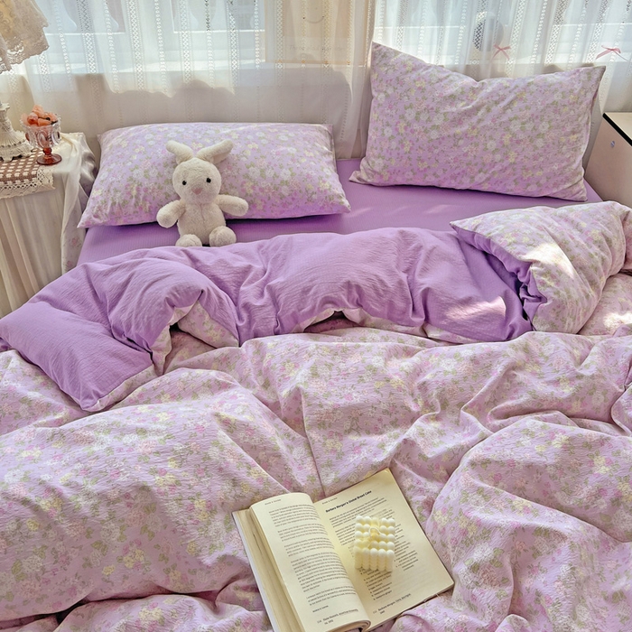 91家纺网 家纺一手货源 找家纺 海岛哥哥 2025新款木棉高克重超柔四件套 芍药-紫