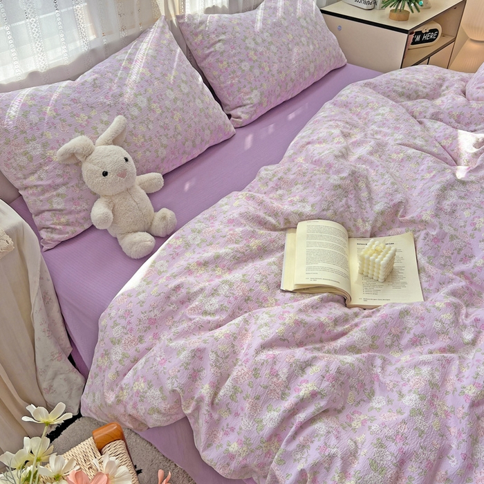 91家纺网 家纺一手货源 找家纺 海岛哥哥 2025新款木棉高克重超柔四件套 芍药-紫