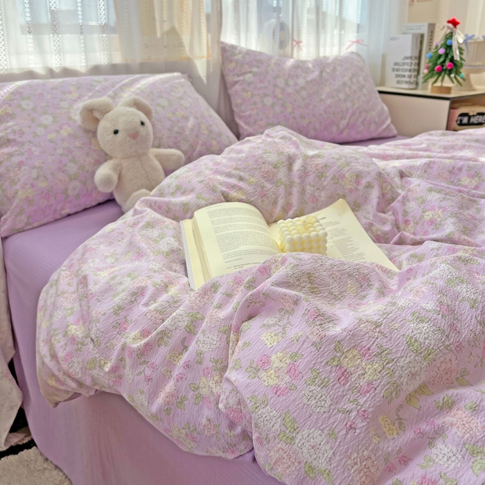 91家纺网 家纺一手货源 找家纺 海岛哥哥 2025新款木棉高克重超柔四件套 芍药-紫