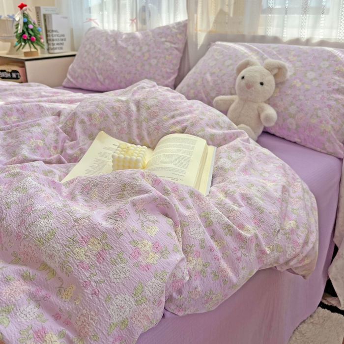 91家纺网 家纺一手货源 找家纺 海岛哥哥 2025新款木棉高克重超柔四件套 芍药-紫