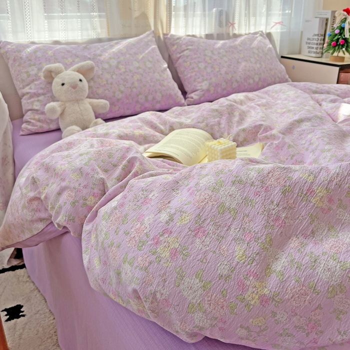 91家纺网 家纺一手货源 找家纺 海岛哥哥 2025新款木棉高克重超柔四件套 芍药-紫