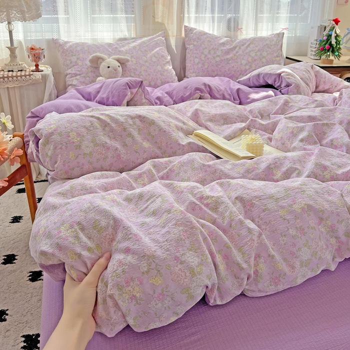 91家纺网 家纺一手货源 找家纺 海岛哥哥 2025新款木棉高克重超柔四件套 芍药-紫