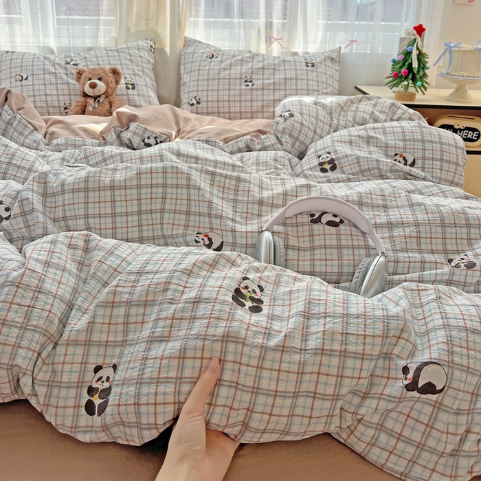 海岛哥哥 2025新款木棉高克重超柔四件套 熊猫哒哒