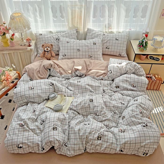 91家纺网 家纺一手货源 找家纺 海岛哥哥 2025新款木棉高克重超柔四件套 熊猫哒哒