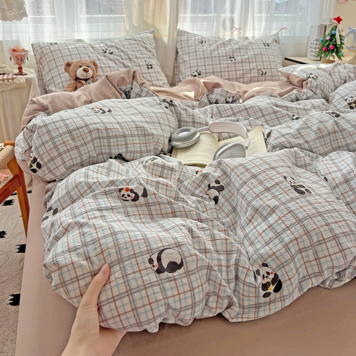 91家纺网 家纺一手货源 找家纺 海岛哥哥 2025新款木棉高克重超柔四件套 熊猫哒哒