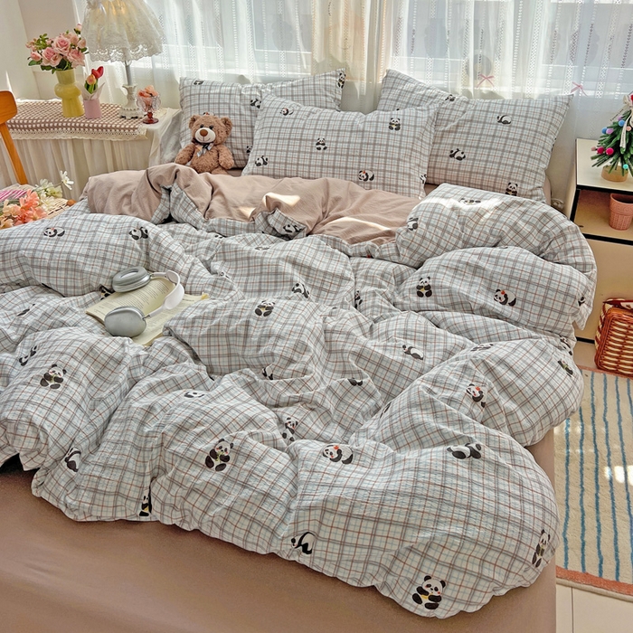 91家纺网 家纺一手货源 找家纺 海岛哥哥 2025新款木棉高克重超柔四件套 熊猫哒哒