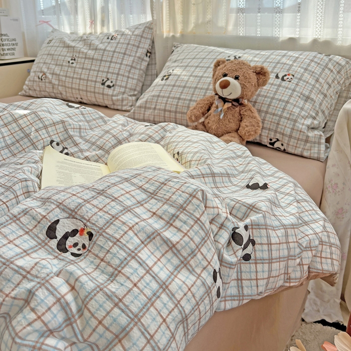 91家纺网 家纺一手货源 找家纺 海岛哥哥 2025新款木棉高克重超柔四件套 熊猫哒哒