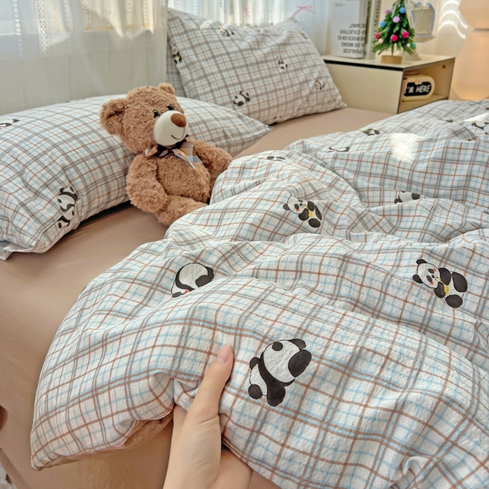 91家纺网 家纺一手货源 找家纺 海岛哥哥 2025新款木棉高克重超柔四件套 熊猫哒哒
