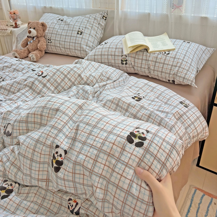 91家纺网 家纺一手货源 找家纺 海岛哥哥 2025新款木棉高克重超柔四件套 熊猫哒哒