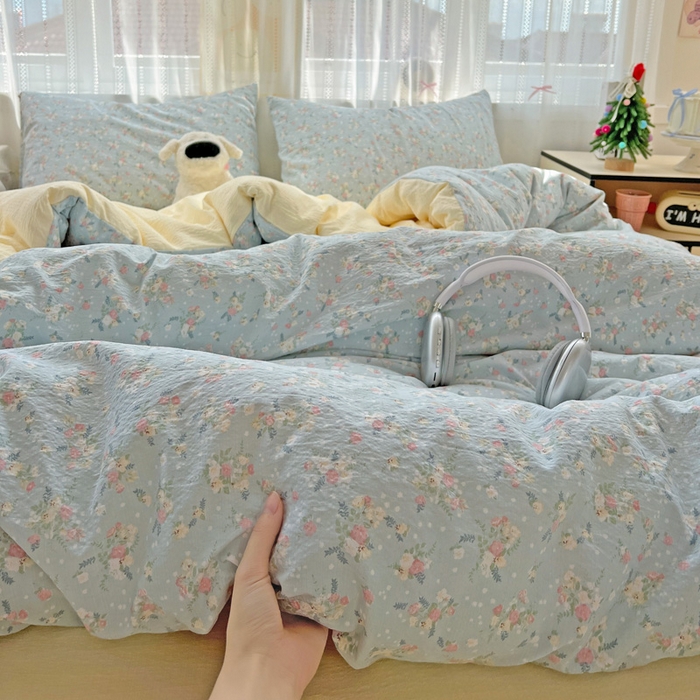 海岛哥哥 2025新款木棉高克重超柔四件套 栀子-蓝