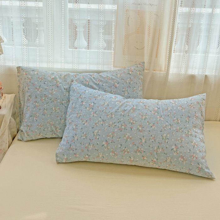 91家纺网 家纺一手货源 找家纺 海岛哥哥 2025新款木棉高克重超柔四件套 栀子-蓝