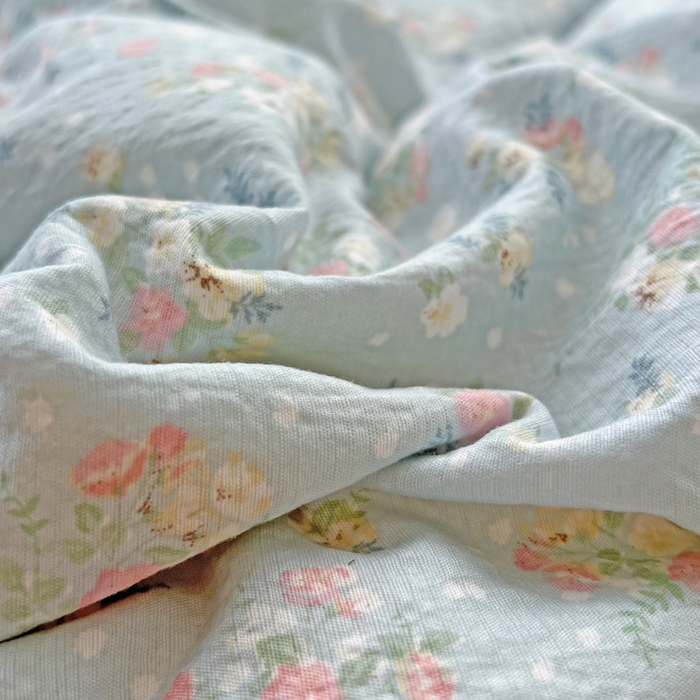 91家纺网 家纺一手货源 找家纺 海岛哥哥 2025新款木棉高克重超柔四件套 栀子-蓝