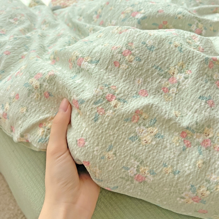 91家纺网 家纺一手货源 找家纺 海岛哥哥 2025新款木棉高克重超柔四件套 栀子-绿