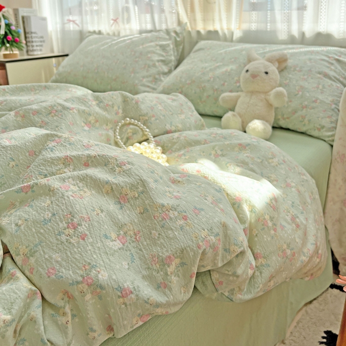 91家纺网 家纺一手货源 找家纺 海岛哥哥 2025新款木棉高克重超柔四件套 栀子-绿