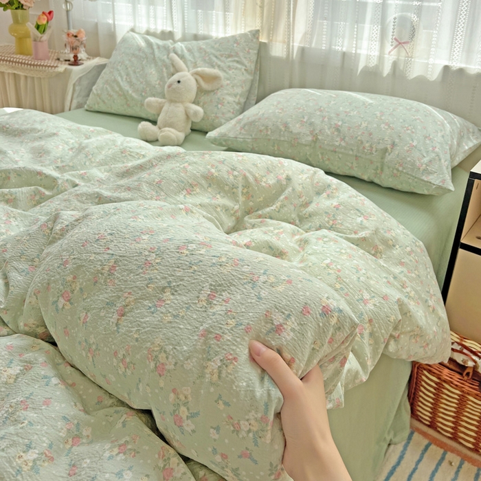 91家纺网 家纺一手货源 找家纺 海岛哥哥 2025新款木棉高克重超柔四件套 栀子-绿